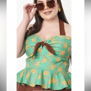 Unique Vintage Smiley collab halter top size 5x